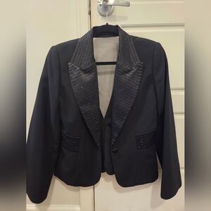 Elegant Black Studded Women's Blazer